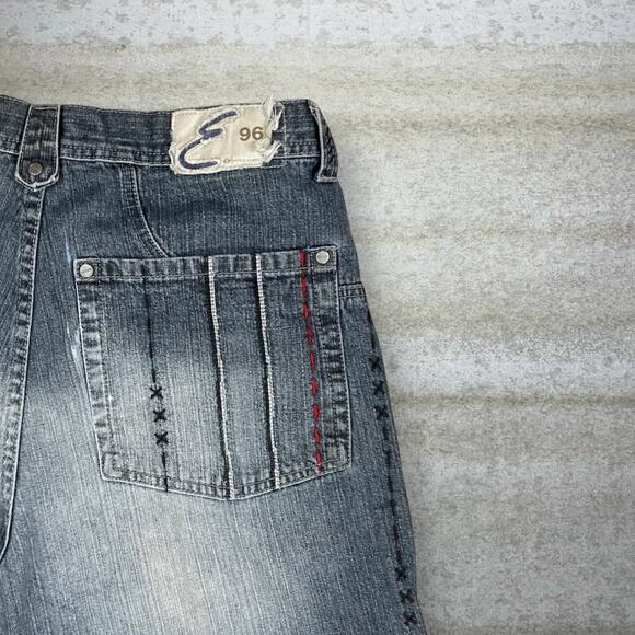 Vintage Y2K Enyce Skater Jeans 32x32 Baggy Wide Leg Dark Wash Denim Embroidered - Picture 3 of 9